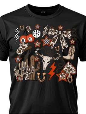 Western Mash Up Black Graphic Tee